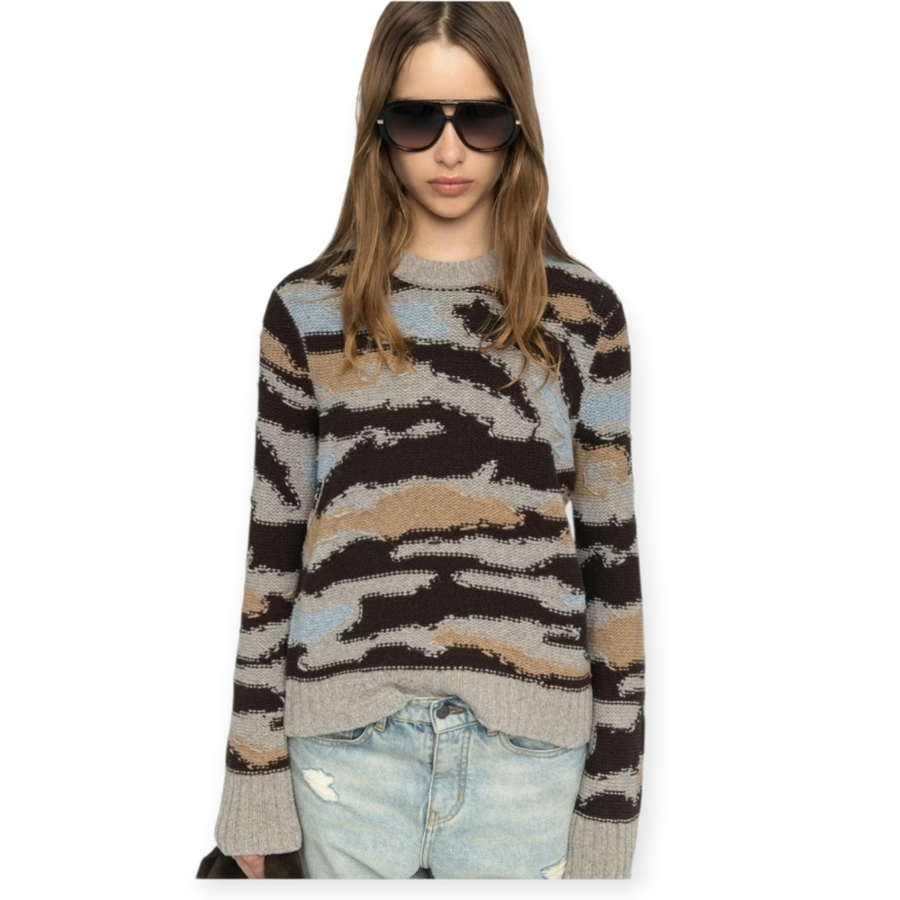 Zadig & Voltaire Malty patterned crew-neck sweater Multicolor Brown‎ Size Large